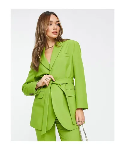 ASOS DESIGN Womens belted suit blazer in olive-Green