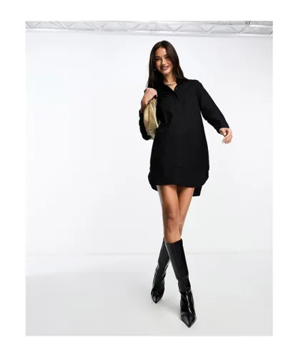 ASOS DESIGN Womens cotton mini shirt dress in black