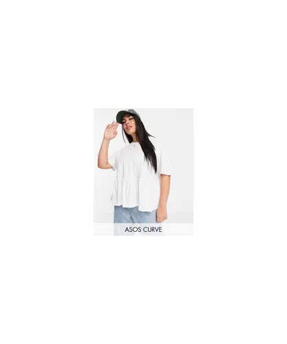 ASOS DESIGN Womens Curve oversized casual smock top in white Cotton