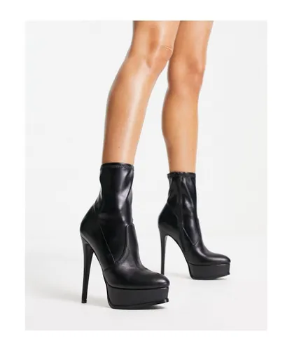 ASOS DESIGN Womens Eclectic high-heeled platform boots in black