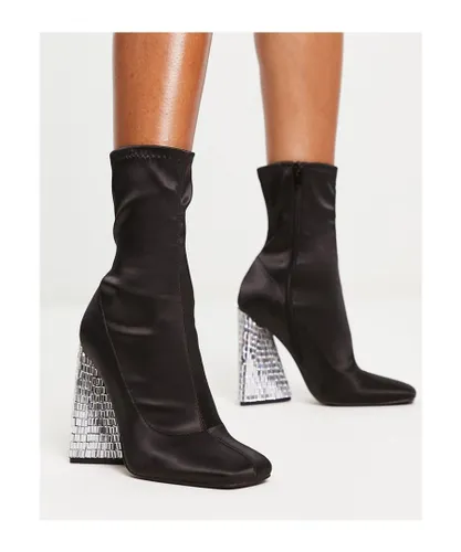 ASOS DESIGN Womens Edison triangular heel sock boots in black