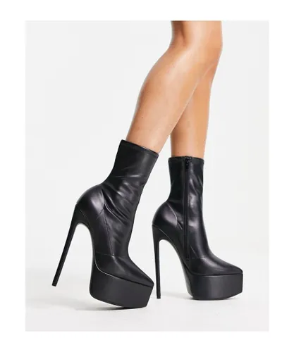 ASOS DESIGN Womens Electrify heeled platform sock boots in black