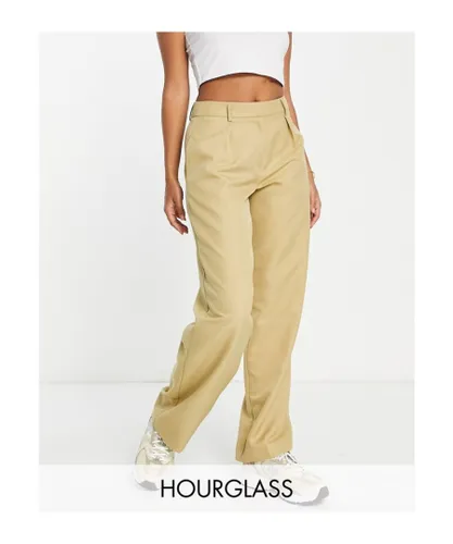 ASOS DESIGN Womens Hourglass everyday slouchy boy trouser in stone-Neutral