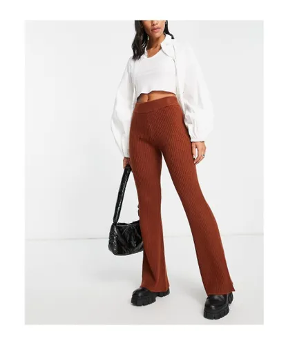 ASOS DESIGN Womens knitted flare trouser in brown