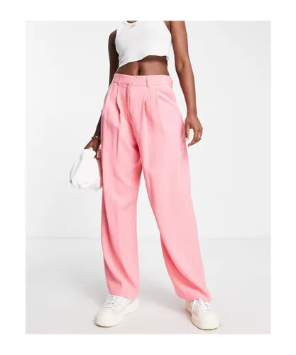 ASOS DESIGN Womens low slung slouchy dad trouser in pink