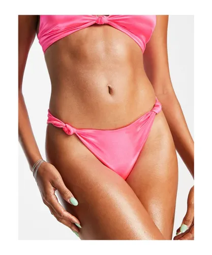 ASOS DESIGN Womens mix and match knot detail bikini bottom in pink gloss