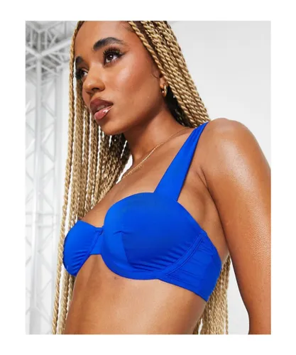 ASOS DESIGN Womens mix and match underwired bikini top in cobalt blue