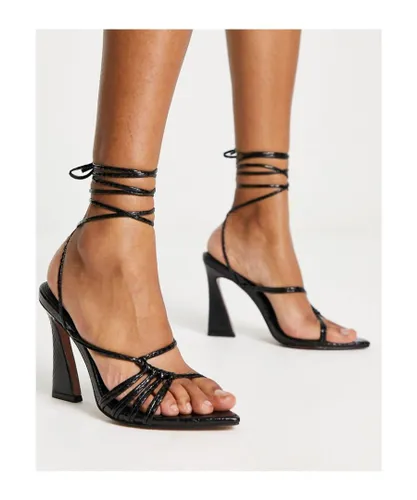 ASOS DESIGN Womens Navarro pointed high heeled sandals in black Other Material