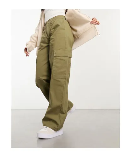 ASOS DESIGN Womens oversized cargo trouser in olive-Green - Brown