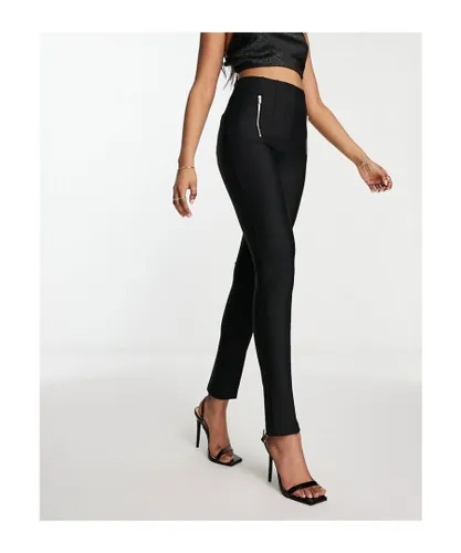 ASOS DESIGN Womens ponte peg trouser with zips pockets in black Viscose