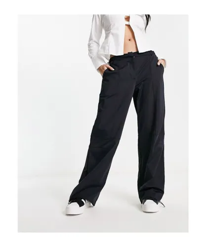 ASOS DESIGN Womens premium poly tricot parachute trouser in black