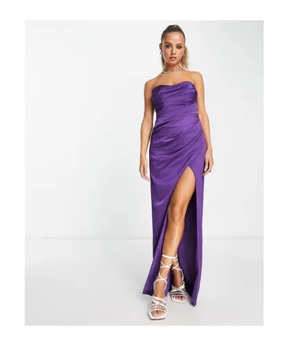 ASOS DESIGN Womens satin drape bodice maxi dress in purple