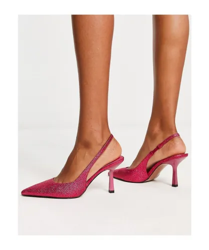 ASOS DESIGN Womens Simba slingback stiletto heeled shoes in pink glitter