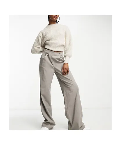 ASOS DESIGN Womens Tall dad trouser with asymmetric waist in grey