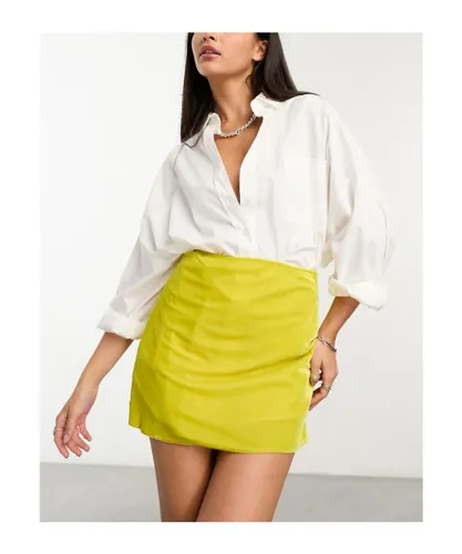 ASOS DESIGN Womens velvet mini skirt in chartreuse-Yellow