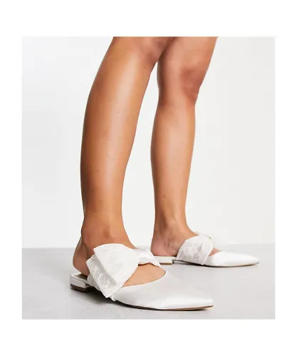 ASOS DESIGN Womens Wide Fit Love-Match bow ballet flats in ivory-White