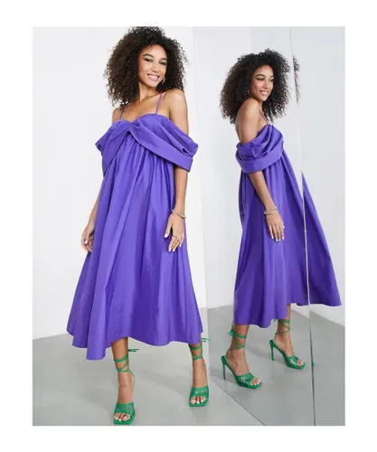 ASOS EDITION Womens drape off shoulder cami midi dress in purple