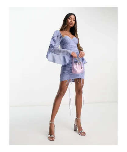 ASOS LUXE Womens ruched corseted mini dress in dusty blue - Lilac