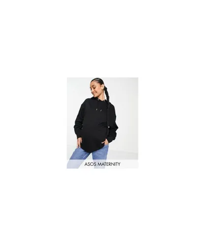 ASOS Maternity Womens DESIGN oversized boyfriend hoodie in black Cotton