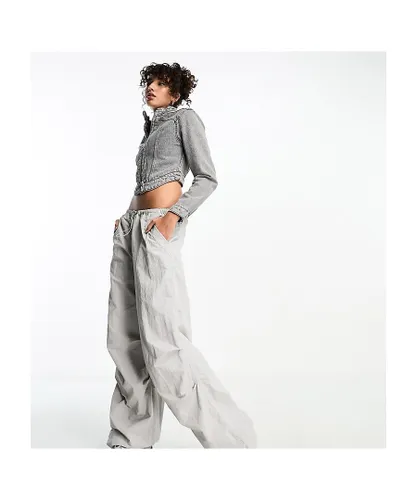 ASOS Tall Womens DESIGN parachute cargo trouser in grey