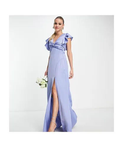 ASOS Tall Womens TFNC Bridesmaid twist front maxi dress in powder blue - Sky Blue