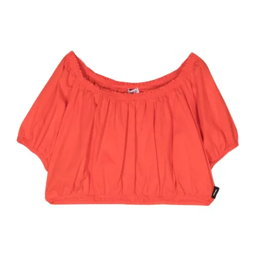 Aspesi , Bright Red Cropped Top with Pleated Details ,Red female, Sizes: