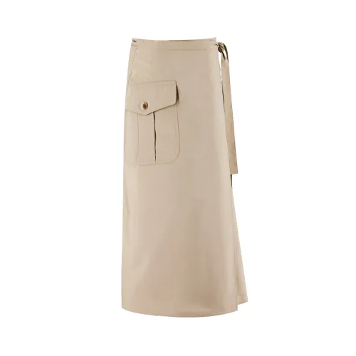Aspesi , Cotton Wrap Skirt with Flap Pocket ,Beige female, Sizes: