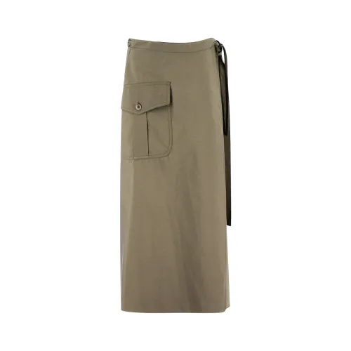 Aspesi , Cotton Wrap Skirt with Flap Pocket ,Green female, Sizes: