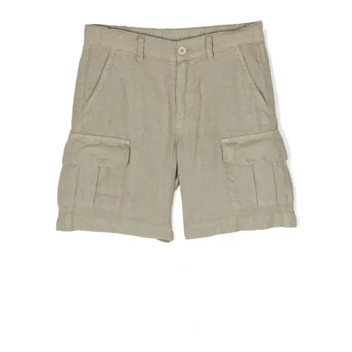 Aspesi , Dove Grey Linen Shorts for Boys ,Gray male, Sizes:
