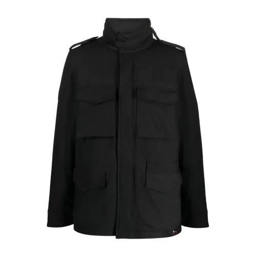 Aspesi , Field Jacket with Zip Closure ,Black male, Sizes: