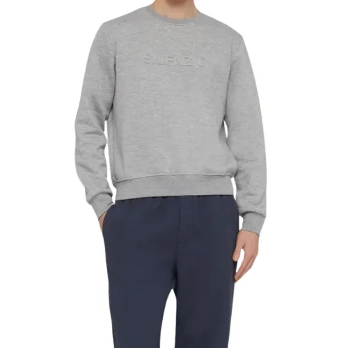 Aspesi , Grey Sweater with Chest Letters ,Gray male, Sizes: