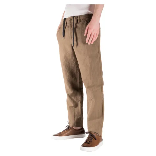 Aspesi , Modern Wide-Leg Linen Pants ,Brown male, Sizes: