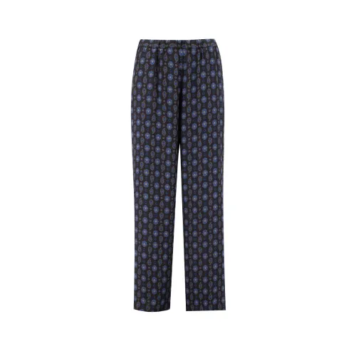 Aspesi , Pyjama Print Leather Trousers ,Blue female, Sizes:
