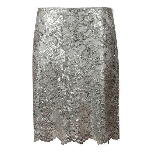 Aspesi , Silver Crochet Lace Skirt ,Gray female, Sizes: