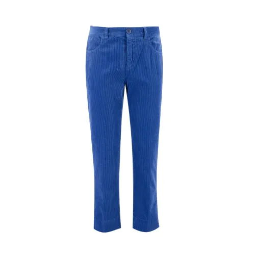 Aspesi , Sky Blue Cotton Velvet Trousers ,Blue female, Sizes: