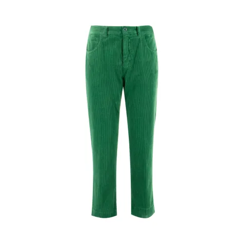Aspesi , Slim-Fit Cotton Velvet Trousers ,Green female, Sizes: