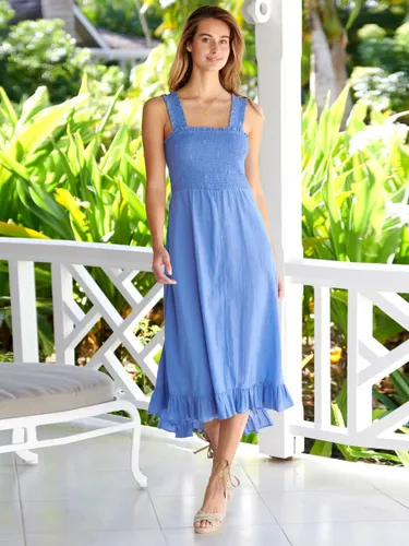 Aspiga Rhianna Cotton Embroidered Sleeveless Midi Dress, Marina Blue - Marina Blue - Female