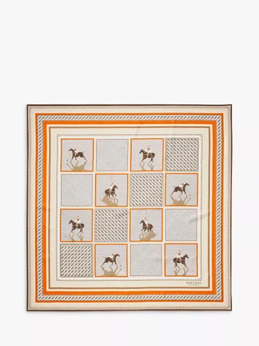 Aspinal of London Cassie Horse Print Square Silk Scarf - Taupe/Multi - Female