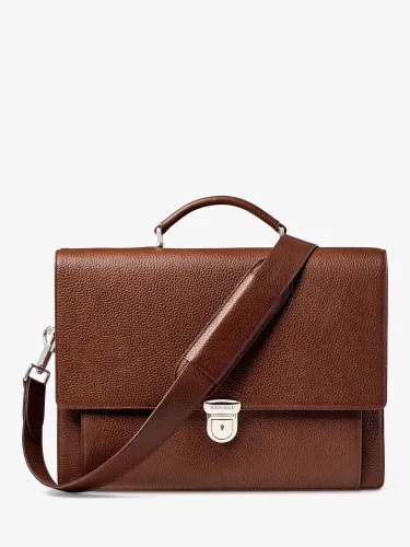 Aspinal of London City Leather Laptop Briefcase - Tobacco - Unisex