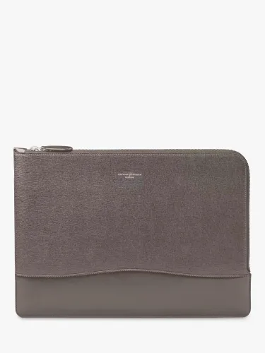 Aspinal of London City Pebble Leather Laptop Folio, Charcoal - Charcoal - Unisex