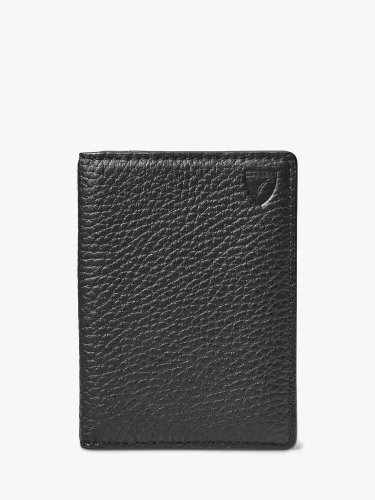 Aspinal of London Double Fold Pebble Leather Card Holder - Black - Female