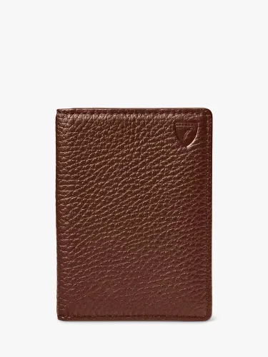Aspinal of London Double Fold Pebble Leather Card Holder - Tobacco - Female