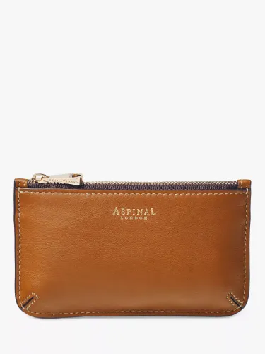 Aspinal of London Ella Leather Card and Coin Holder, Tan - Tan - Female