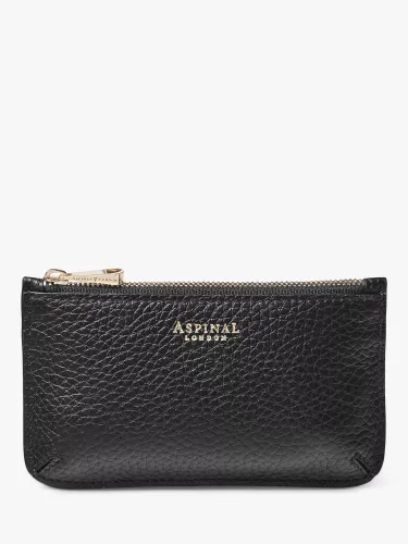 Aspinal of London Ella Pebble Grain Leather Card and Coin Holder - Black - Female