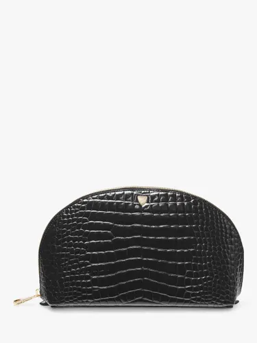 Aspinal of London Large Croc Effect Leather Cosmetic Case - Black - Unisex