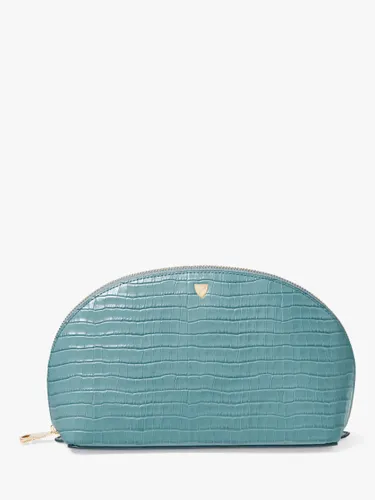 Aspinal of London Large Croc Effect Leather Cosmetic Case - Cornflower - Unisex