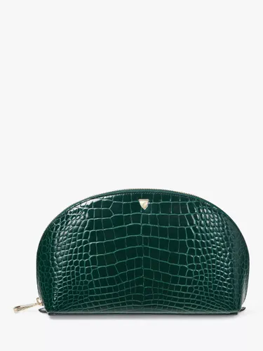 Aspinal of London Large Croc Effect Leather Cosmetic Case - Evergreen - Unisex