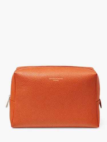 Aspinal of London Large Pebble Leather Toiletry Bag - Orange - Male