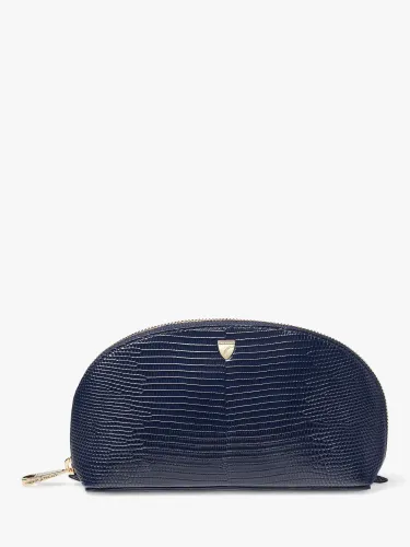 Aspinal of London Madsion Small Leather Cosmetic Case - Midnight Blue Lizard - Unisex