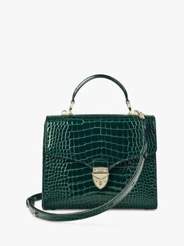 Aspinal of London Mayfair Croc Leather Cross Body Bag - Evergreen - Female